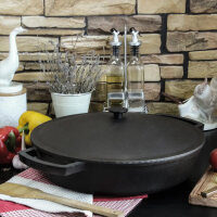 Ø28 - 36 cm  Gusseisenpfanne mit Deckel aus Gusseisen Bräter Schmortopf aus Gusseisen zwei Griffe Servierpfanne