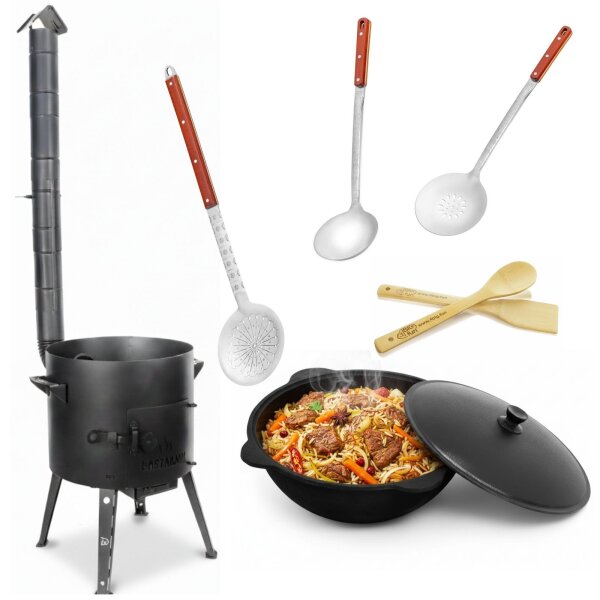 Ø40cm Uchag 2mm Stahl Abzugsrohr 12L Kazan Zubehör Kasan Kessel Utschag Utschak-Ofen Feldküche Feuerstelle Campingofen Außenküche Eintopfofen