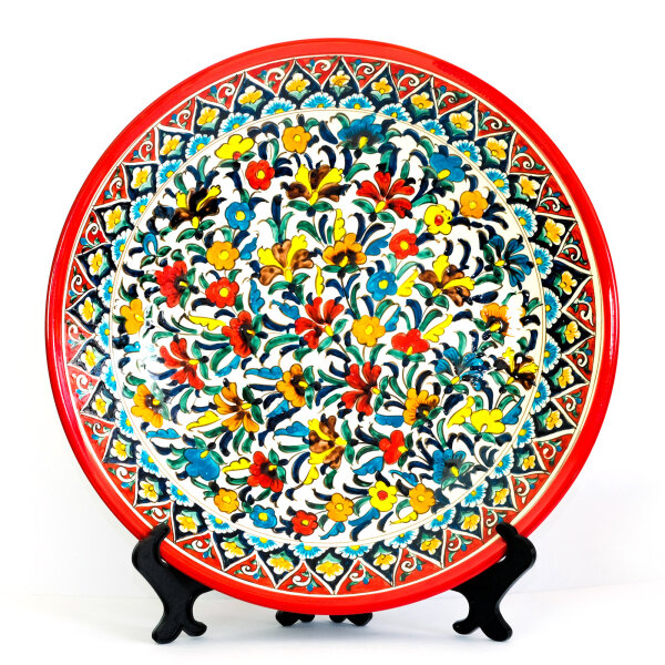 Rishtan Lagan Ø42 cm Orientalischer Ljagan Keramik Plate Handarbeit Servierplate TÜRKISCH dekorativ