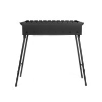 Mangal Stahl 2 mm, 9-14 Spieße, Grillrost Gusseisen Griffen, Grillbesteck, Grillfächer, Holzkohlegrill BBQ für Spieße oder Grillrost Schaschlik Shashlychnik Grill