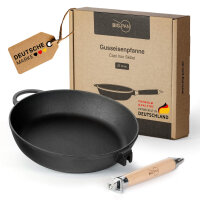 Premium Gusseisenpfanne 28 cm tief Induktion mit...