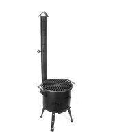 Ø40 cm Uchag Schornstein Raketenofen 12L Kasan Grillrost Gusseisen Grillfächer Pfannenwender Suppenkelle Schaumkelle Feuerstelle Feldküche Campingofen Außenküche Kazan Utschak Utschag