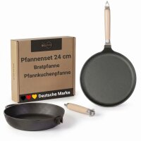 Premium Gusseisenpfannen-Set 24 cm - Crêpepfanne...