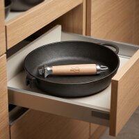 Premium Gusseisenpfannen-Set 24 cm - Crêpepfanne und Bratpfanne aus Gusseisen Pfannkuchenpfanne Crêpes Omlettpfanne Blinipfanne Holzgriff Induktion