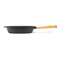 Gusseisenpfanne 28 cm EINGEBRANNT einsatzbereit Gußeisenpfanne Holzgriff Cast Iron Pan Pfanne Gusseisen Induktion