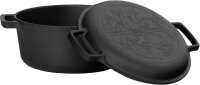 Ø24 cm Pfannkuchenpfanne Ø24 cm Brotbackform Ø28 cm Grillpfanne Gusseisen Holzgriff Induktion Kochtopf mit Deckel-Bratpfanne Steakpfanne Crêpes - Bratpfanne Omlettpfanne Blinipfanne