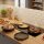 Ø24 cm Pfannkuchenpfanne Ø24 cm Brotbackform Ø28 cm Grillpfanne Gusseisen Holzgriff Induktion Kochtopf mit Deckel-Bratpfanne Steakpfanne Crêpes - Bratpfanne Omlettpfanne Blinipfanne