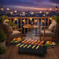 Holzkohlegrill Mangal für 6 Spieße Klappgrill Tischgrill Balkongrill Schaschlik BBQ Camping