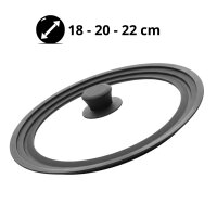 Ø18-20-22 cm Glasdeckel Silikonrand...