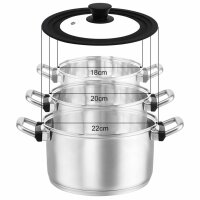 Ø18-20-22 cm Glasdeckel Silikonrand Universaldeckel Topfdeckel Pfannendeckel Kochtopfdeckel Deckel universal Multifunktionsdeckel