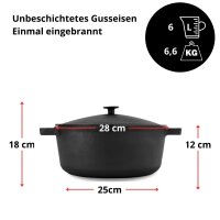 Gusseisen- Set Ø28cm: Topf  6L und Pfanne...