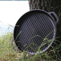 Ø36cm Deckel-Grillpfanne Gusseisen Universaldeckel Bratpfanne Servierpfanne