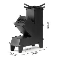 Raketenofen für Dutch Oven Ø20 cm Gusseisenpfanne Ø20 cm Deckel-Bratpfanne  Gusseisen Universaldeckel Servierpfanne Induktion Campingkocher Rocket Stove Grillen Camping Hobo Holzofe