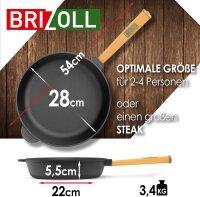 8L Touristenkessel Deckel Ø28 cm Pfanne Gusseisen  Gusseisenpfanne Schwenktopf Kessel - Campingtopf  Küchenhelfer Bambus Set