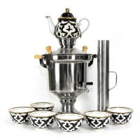 Set Holzfeuer-Samowar 5 Liter aus Edelstahl mit...
