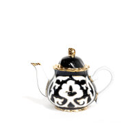 Set Holzfeuer-Samowar 5 Liter aus Edelstahl mit Schornstein Teeservice "Pahta Gul" (7-teilig) Usbekisch