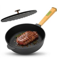 Ø24 cm Gusseisenpfanne mit Grillpresse Pfanne...