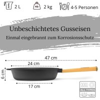 Ø24 cm Gusseisenpfanne mit Grillpresse Pfanne...