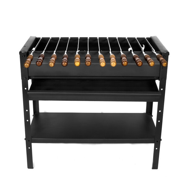 Mangal Grill 80 сm 2,0 mm Stahl mit Aschekasten mit 12 Spieße BBQ Holzkohlegrill Schaschlik Grill Garten Grill
