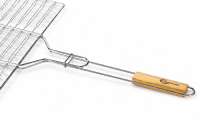 Edelstahl Grillrost 70 × 40 cm mit 2 cm Höhe und Holzgriff – Grillkorb für Holzkohlegrill & Feuerstelle Grillgitter BBQ Grillzubehör