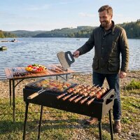 Edelstahl Grillrost 70 × 40 cm mit 2 cm Höhe und Holzgriff – Grillkorb für Holzkohlegrill & Feuerstelle Grillgitter BBQ Grillzubehör