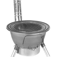 Utschak Outdoor Ofen 2 mm Stahl – Zerlegbarer Camping Ofen mit Rauchrohr, Grillrost & Adapterringen – Tragbarer Gartenofen für Feuerstelle & Outdoor Kochen