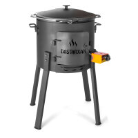 Komplettes Outdoor Kochset 12L – Gusseisen Kazan, Feuerstelle Utschak & Zubehör Set für Camping Garten Feldküche