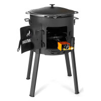 Komplettes Outdoor Kochset 12L – Gusseisen Kazan, Feuerstelle Utschak & Zubehör Set für Camping Garten Feldküche
