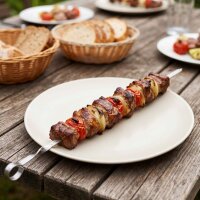 BBQ Set Edelstahl Grillspieße Schaschlikspieße rostfrei Wiederverwendbare Fleischspieße für Grill & BBQ