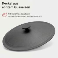 Gusseisen Kazan Set mit Gusseisendeckel, Bügel und Schaumkelle - Traditioneller Schwenktopf Gusstopf Kasan Grillwok Schmortopf mit Zubehör