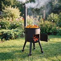 Kazan Set 22 L Utschak Ø49 cm mit usbekischem Gusseisenkessel Alu-Deckel Feuerofen 2 mm Stahl Schornstein große Schaumkelle Suppenkelle Rollen – Outdoor Kochset für Plov