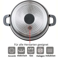 Bräter Ø24-40 cm mit Glasdeckel Aluguss Brat- Servierpfanne Schmorpfanne Induktion Kasserolle