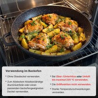 Bräter Ø24-40 cm mit Glasdeckel Aluguss Brat- Servierpfanne Schmorpfanne Induktion Kasserolle