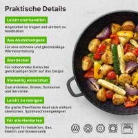 Bräter Ø24-40 cm mit Glasdeckel Aluguss Brat- Servierpfanne Schmorpfanne Induktion Kasserolle