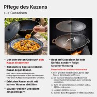 Komplettset Utschak Feuerofen mit Schornstein Kazan 8 Liter Gusseisen mit Glasdeckel Deckel-Bratpfanne Schaumkelle Pfannenwender