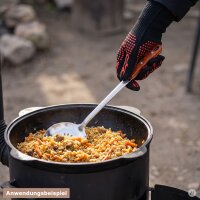 3er-Set XL Suppenkelle, Schaumkelle aus Edelstahl und Grillhandschuhe, Schöpflöffel, Schaumlöffel, Gießlöffel, Soßenlöffel für Kazan bis 16 L