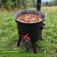 Gulaschkessel 16 L mit Bügel und Deckel Gusseisen Campingtopf für offenes Feuer
