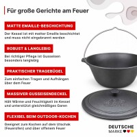 Gulaschkessel 22 L mit Bügel und Deckel Gusseisen Campingtopf für offenes Feuer