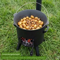 Gulaschkessel 22 L mit Bügel und Deckel Gusseisen Campingtopf für offenes Feuer