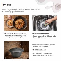 Gulaschkessel 22 L mit Bügel und Deckel Gusseisen Campingtopf für offenes Feuer