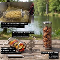 Grillkorb 2er Set Edelstahl Grillrolle Gemüsekorb für Gasgrill Holzkohlegrill BBQ