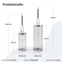Grillkorb 2er Set Edelstahl Grillrolle Gemüsekorb für Gasgrill Holzkohlegrill BBQ