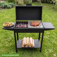 Mangal-Grill 3 mm Stahl 84 cm hoch Holzkohlegrill mit Deckel und 2 Seitenablagen inkl. Grillrost aus Edelstahl BBQ Smoker