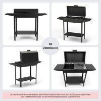 Mangal-Grill 3 mm Stahl 84 cm hoch Holzkohlegrill mit Deckel und 2 Seitenablagen inkl. Grillrost aus Edelstahl BBQ Smoker