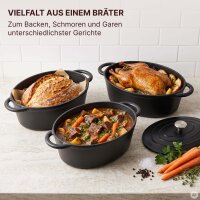 Variation: Emaillierter Gusseisen Bräter 3,5L - 4L - 5,5L oval mit Deckel – Schmortopf, Cocotte, Bratentopf, Brotbacktopf – für saftige Schmorgerichte, Fleisch, Geflügel, Gemüse