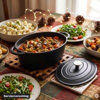 Emaillierter Gusseisen Bräter 4 L oval mit Deckel – Schmortopf, Bratentopf & Cocotte – für saftige Schmorgerichte, Fleisch, Geflügel & Gemüse