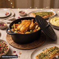 Emaillierter Gusseisen Bräter 4 L oval mit Deckel – Schmortopf, Bratentopf & Cocotte – für saftige Schmorgerichte, Fleisch, Geflügel & Gemüse