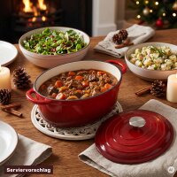 Emaillierter Gusseisen Bräter 4 L oval mit Deckel – Schmortopf, Bratentopf & Cocotte in Rot – für saftige Schmorgerichte, Fleisch, Geflügel & Gemüse