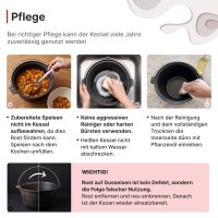 Gusseisen-Kessel 5-10,5 Liter mit Bügel und gusseisernem Deckel – Campingkessel Gulaschtopf für offenes Feuer, Grill und alle Herdarten inkl. Induktion