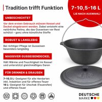 Variation: Gulaschkessel 5-22 L mit Bügel und Deckel Gusseisen Topf für Herd & offenes Feuer